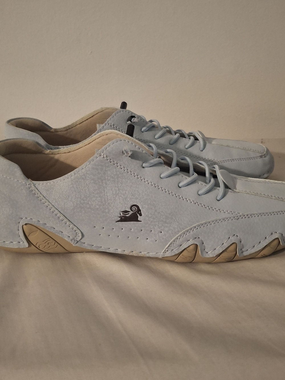 LDECK Light Blue Men's Casual Ankle Sneakers With Bungi Laces